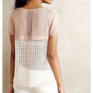 Anthropologie Moth Madeira eyelet back pullover
